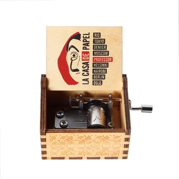 La casa de papel dali professor print drveni rukohvat za Glazbene kutije glazbena tema bella ciao Music Box Božićni poklon za Rođendan