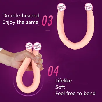 Seks-igračka za odrasle izduženi lesbian mekan silikon vodootporan potiče masturbaciju simulacija dvostruki dildo za žene analni čep