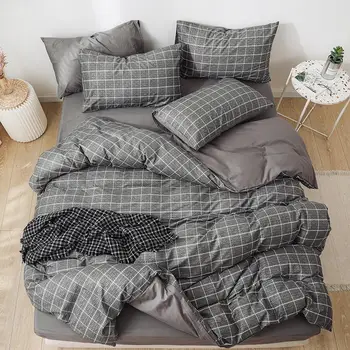 AB strana komplet posteljinu čistog pamuka srebrna pokrivač prugasti crveno srce uzorcima krevetu deka jastučnicu 3 / 4kom