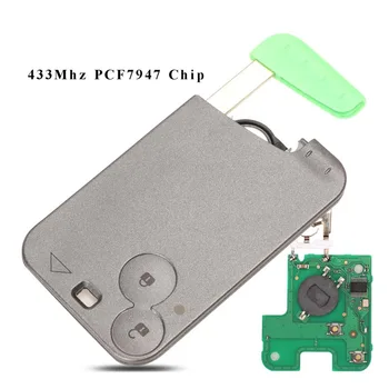 Bilchave 2 gumba Smart Card Remote Key 433Mhz ID46 PCF7947 čip za transponder Renault Laguna Espace Car Key Control