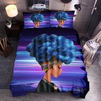 Afrički nacionalni stil djevojke deka kit tekstila posteljinu setovi deka jastučnice crtani, tiskani deka krevet kit