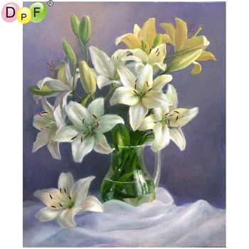 DPF DIY bijela vaza 5D obrta obrt diamond mozaik potpuni kvadrat doma dekor Dijamant vez Dijamant slikarstvo križićima