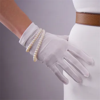 Pravi svilene rukavice prirodni dudovi svila elastičnost krema za sunčanje ljepota kratak stil Lady mliječno bijeli zaslon osjetljiv na dodir nevjesta rukavice WZS01