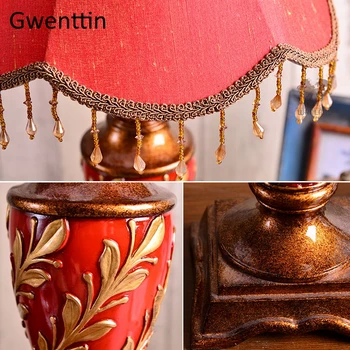 Europska stare crvene stolne lampe Led vjenčanje štand lampe za spavaće sobe ночники home dekor svjetiljke Люминер
