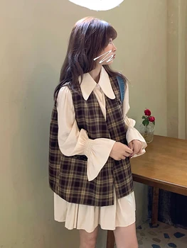 All-match Sweet Starenje Long-sleeved Dress Women ' s 2020 New Autumn Korean-style Elegant Solid Color Doll Collar dress Long Sleeve