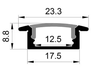 10шт 1m dužina crni aluminijski kanal telo crni poklopac unutar širina 12 mm led aluminijski profil besplatna dostava robe. LA-BLP08B