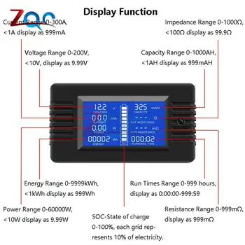DC 0-200v domaće 0-300A digitalni voltmetar ampermetar akumulatora tester kapacitet otpor napon struja snaga brojilo energije monitor
