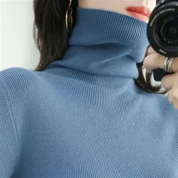 Jesen / zima 2020 pulover s visokim воротом ženski pulover tanak i nosi dugi rukav tanke pletene spustu top unutar
