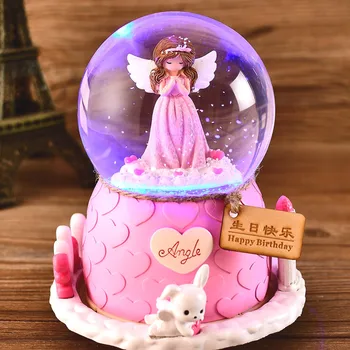 Kristalna kugla revolving Muzička kutija LED Night Light Glazbene kutije Pahuljica pleše balet Princeza dijete je dar za rođendan djevojka spavaća soba LED