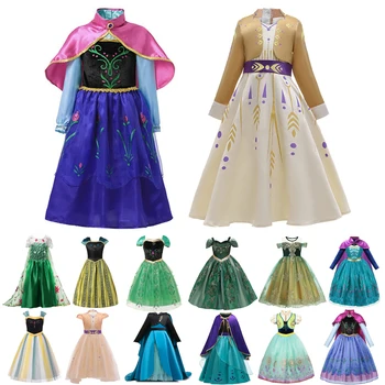 2020 Anna Girls Dress Snow Queen Elsa Kids Costume New Princess Dress Up Fancy Clothing For Carnival Party Cosplay 2-12 Godina