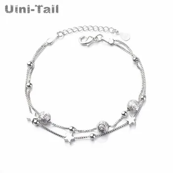 Uini-Tail new 925 sterling silver simple stars double layer transfer beads narukvica lucky slatka literary modni nakit