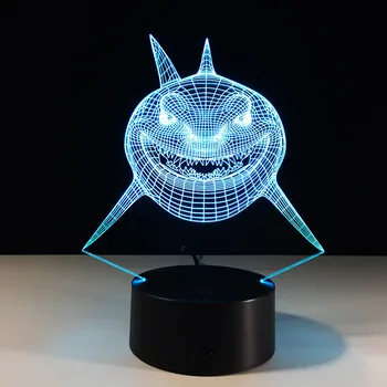 Divlji morski pas je riba 3D led žarulja USB led lampa podvodni svijet životinja 7 boje promjena, stol noćna rasvjeta dječje igračke poklon