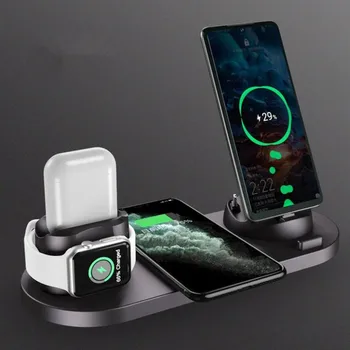 15 W Qi brzi bežični punjač i držač za iPhone 12 11 XS XR 8 Apple Watch 6 u 1 punjenje: priključne stanice za Airpods Pro iWatch