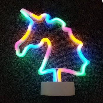 Ins creative Christmas USB LED neon night light Unicorn rainbow flamingo night light dvostrani LED Halloween baby poklon