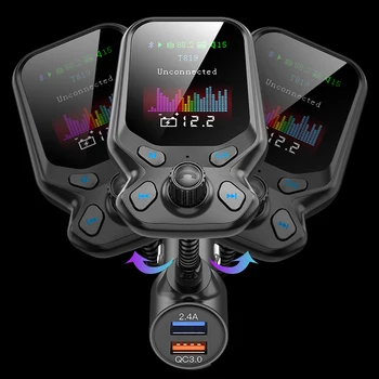 Auto Bluetooth, MP3 player, FM odašiljač QC3.0 punjač bežični FM radio adapter komplet za automobil bez uporabe ruku s dva USB priključka
