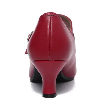 Žene Latinskoj dance cipele Crvena Salsa dance cipele od prave kože štikle 5.5 cm soft dno moderna stranka lopta tango ples cipele