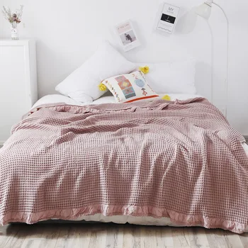 Pamuk blebetanje Muslin ljetne deke čipke, sivo-roza pokrivači za krevete soft toplu deku na krevet bacanje deka veliki