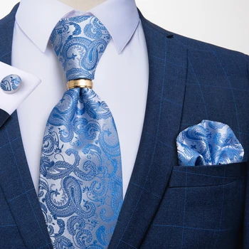 DiBanGu dizajner muških kravata svila plavi cvijet Paisley vjenčanje formalni posao жаккардовый tkani kravata maramicu manžete prsten skup
