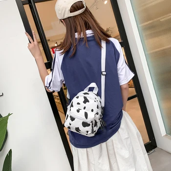 Cow Print Ruksak Women Platna Casual Schoolbag Teenage Girl Mini Bagpacks for Ladies