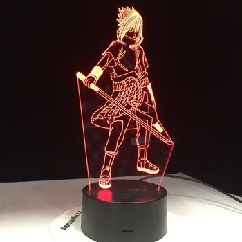 3d Led Night Light Учиха Sasuke slika promjena boje noćno svjetlo za djecu spavaća soba dekor senzor lampe Naruto poklon