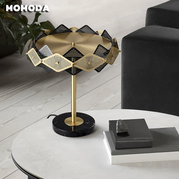 MOMODA Creative Brass Marble Table Lamp Art spavaća soba noćni svjetiljke moderne crne zlatne led stolne svjetiljke za dnevni boravak kabineta