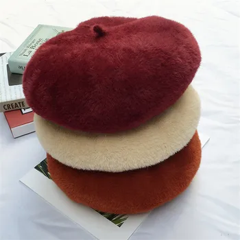 VISROVER novi Jesen Zima puna vune uzima kape za žene mink kašmir beretke ženska topla kapa svakodnevni visoke kvalitete 5 boja