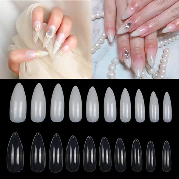 500шт Stiletto nokte savjeti bijela/prozirna/prirodni umjetna lažne nokte potpuna pokrivenost stan obliku pedikerski salon lažni nokti savjeti