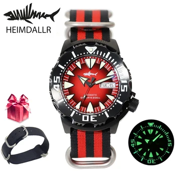 HEIMDALLR Monster Automatic Watch Men NH36A gospodo mehanički sat Sapphire Vintage C3 Luminous Diver Watch 200M Black PVD