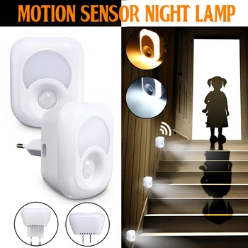LED Night Light with Motion Sensor PIR Human Infrared Activated Light Sensor Wall Emergency Lamp Plug-in Induction Wall Lamp JQ