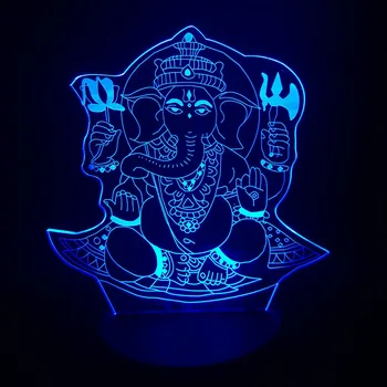 Božić 3D LED Night Light Visual 7 boja iluzija Indija Lord slon RGB beba/dijete stol lampe za Rođendan, Novu Godinu i Božić