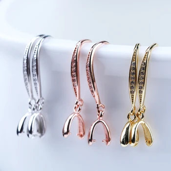 925Sterling srebrna boja optočena Cirkon naušnice kuke ručni rad uho HookBlank DIY Fine Ear-Making Jewelry accessories instalacija