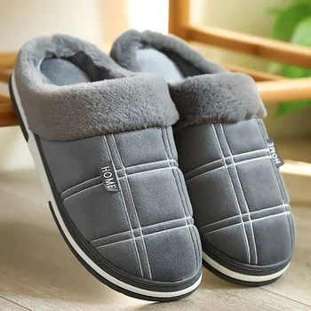Zimske papuče house man parhet kariranih papuče home Plush нескользящие nosive muške papuče indoor shoes for male Big Size 49-50
