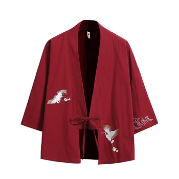 Japanski Stil Vez Юката Kaputi Za Muškarce Proljeće High Street Free Soft Kimono Kaput Berba Posteljina Pamuk Jednobojnu Haljinu