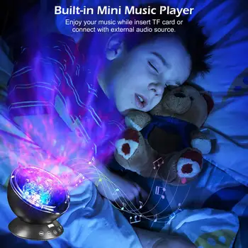 Ocean val projektor žarulja s music playerom daljinski upravljač 7 boja Cosmos Star Luminaria za dječje spavaće sobe noćno svjetlo