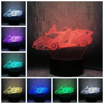 Lamborghini Veneno Racing Car Model 3D LED Lamp Night Light Cool toy teenager supercar fans birthday Room Decor lampa