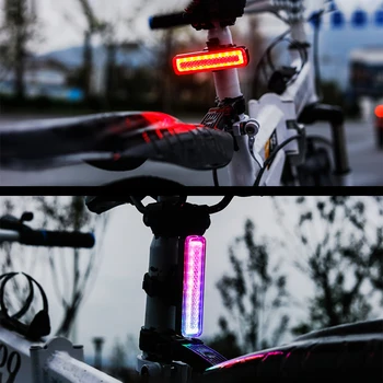 7 boja bicikl dugo svjetlo USB Punjiva COB mountain bike LED upozoravajuće svjetlo žarulja 14 načina rasvjete Biciklizam oprema