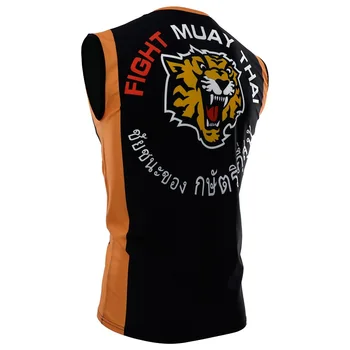 Sleeveles Boks Rashguard Tiger Mma Muay Thai T Shirt Men Sport Jersey Gym Running Compression Boks Shirt BJJ Fight Jersey