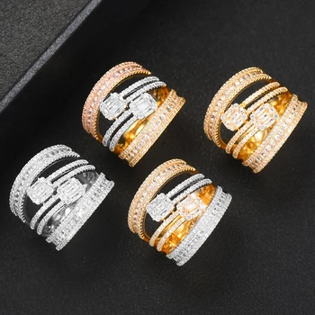 Missvikki DUBAI Luxury Design Statement Stackable Ring For Women Wedding Cubic Zircon Zaruke Dubai Punk Svadbeni Prst Rings