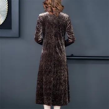 Berba baršun haljina Cheongsam plus size 4XL žene srednje dobi proljeće haljina 2020 novi svakodnevno tiskanom dugi rukav Maxi Vestidos