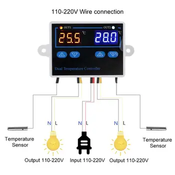 Dvostruki termostat za inkubator 10A digitalni regulator temperature za grijanje hlađenje