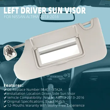 G-Parts Car bež vožnje lijevo štitnik za sunce sa svjetiljkom i ogledalom pogodan za Nissan Altima 2013 2016 96401-3TA2A 964013TA