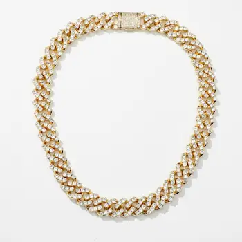 16K pozlaćena pun šarene Cirkon kubanske lanac Ogrlica za muškarce žene kreativni Tab lanca Dijamant Cooper nakit pokloni